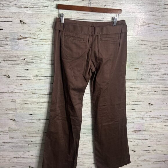 BCBGeneration flare-leg pants brown front pant cotton tie belt NWT size 6 - Picture 8 of 8